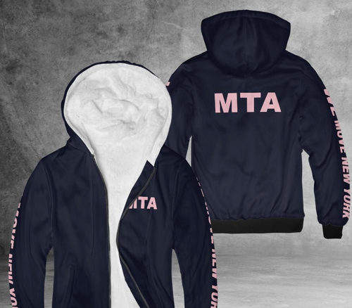 MTA Navy Blue Fleece hoodie (pink text)