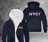 NYCT Navy Blue Fleece Hoodie (pink text)
